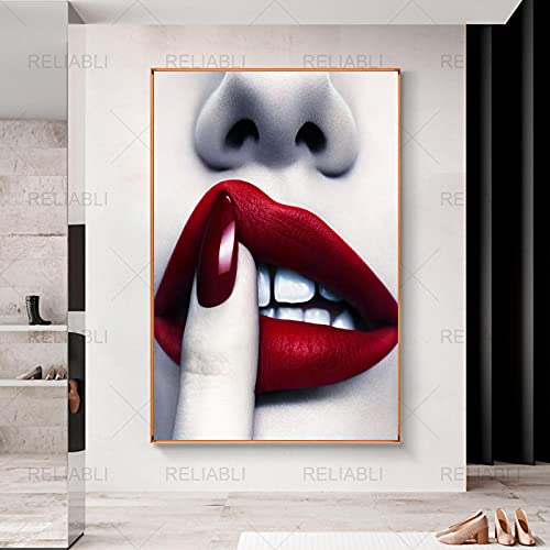 Toile lèvres rouges sexy pour rajeunir la déco d'un salon - 4
