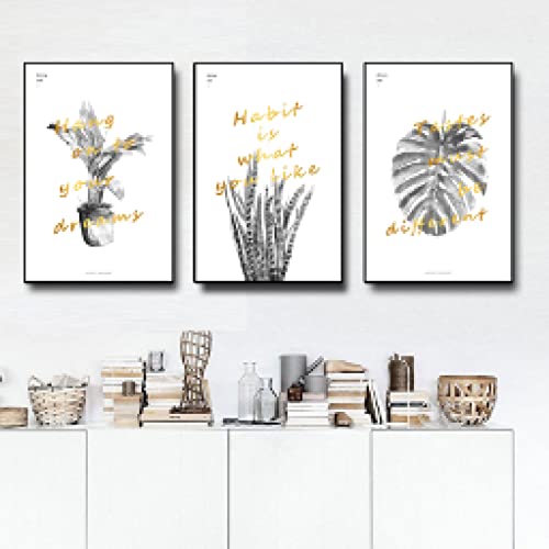 Plante feuilles slogan art scandinave décoration murale salon 3x