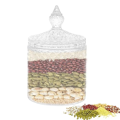 FCQLFYF Contenitore per Caramelle, Caramelle Barattolo di Vetro, Vaso di Vetro con Coperchio, Barattoli Di Conservazione Alimenti, Riutilizzabile per Biscotti, Dolcetti, Gelatine, Cioccolato (1, D
