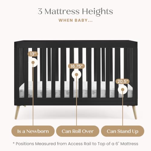 Image of Delta Children Essex 4-in-1 Baby Crib & Mattress, Ebony /Natural