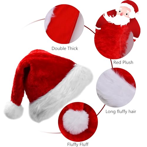 2 Pcs Christmas Santa Hats Adult Kids, Thicken Unisex New Year Plush Hat, Traditional Costume Hat for Christmas Party Women Men, Red Xmas Classic Cap for Christmas Gifts Holiday, Double Layer (S) - Image 4