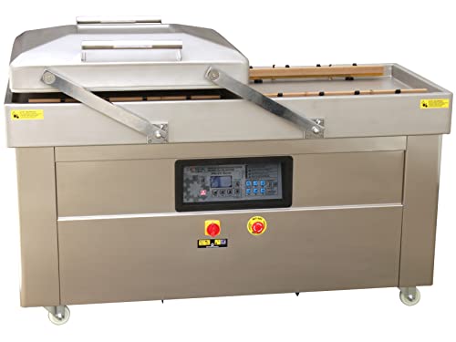 Doppelkammer Vakuumiergerät mit Edelstahlgehäuse, Industrie-Vakuumpumpe, innenliegenden Schweißbalken und Digitalpanel, PM-VC-6002