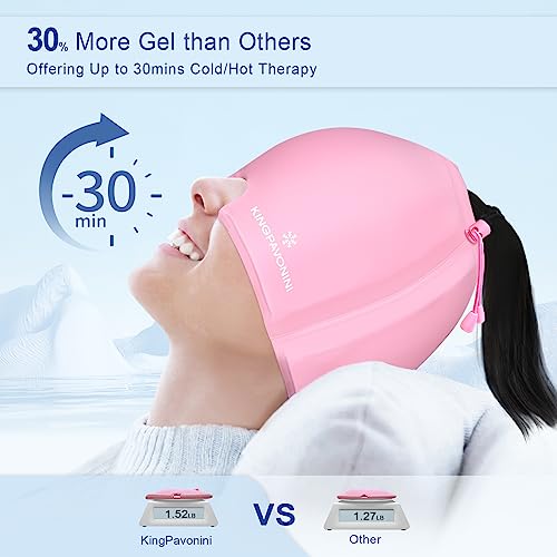 Image of Gel Ice Migraine Headache Relief Cap, Adjustable Headache Cap Migraine with Drawstring Fits All Heads, Cold Compression Migraine Relief Cap for Tension, Stress, Sinus, Puffy Eyes, Hot /Cold Therapy