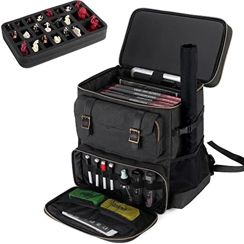 Trunab Tabletop RPG Adventurer's Backpack Compatible with Dungeons and Dragons Large DND Travel Bag with Miniatures’ Foam Layer, Battle Mat Storage Bag, Fits Many D&D Books, Dice, Markers & More