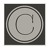 Stupell Industries Modern C Initial Circular Shape Elevator Key Wood Wall Art