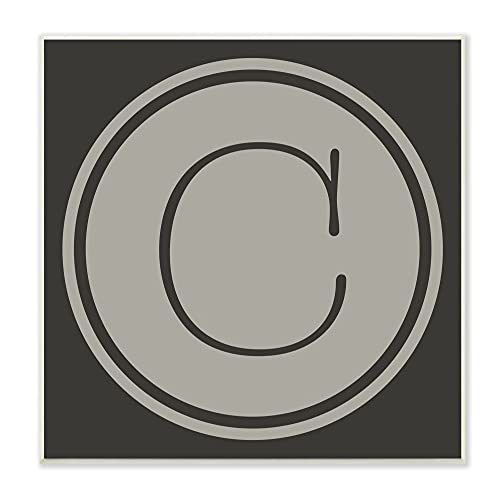 Stupell Industries Modern C Initial Circular Shape Elevator Key Wood Wall Art