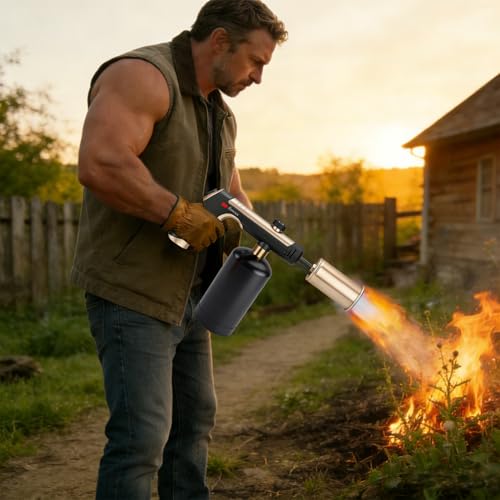 Image of Propane Torch Gun With One-Touch Max Fire, Adjustable Kitchen Torch, Powerful Propane Torch With Many Safety Features(Tank Not Included)