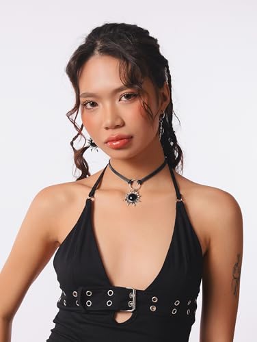 Sacina Gothic Boho Celestial Sun Choker, Black Choker, Boho Goth Necklace, Halloween Christmas Jewelry Gift For Women4