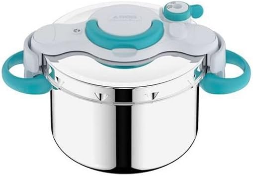Seb ClipsoMinut'easy+ 7.5 L+ Stainless Steel Pressure Cooker Book 100 Recipes, Induction Pressure Cooker, Folding Handles, Easy to Use, Made in France P4904816, Stainless Steel