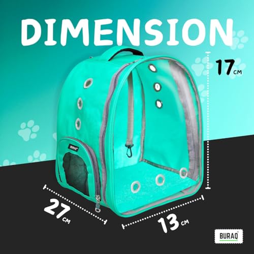 Image of Risan Buraq Pets Pet Backpack Transparent Cat & Small Dog Puppy Kitty Shihtzu Carriers for Breathable Airline Travel Approved Air Ventilation Backpack Size 17 x 13 x 11 inch Yellow (Seagreen)