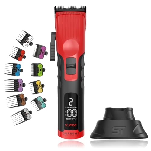 Supreme Trimmer 2Spee STC922 – Professional Cordless Hair Clipper with Removable Blade | 210 Min Runtime, 2-Speed Motor, Digital Display, Smooth Lever & Color Coded Guards