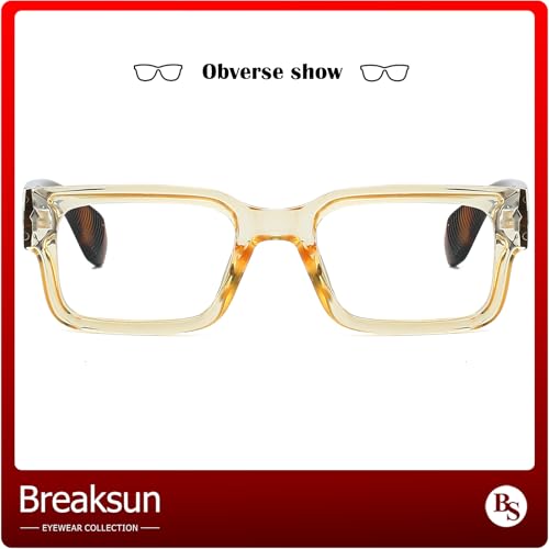 Image of Breaksun Rectangle Glasses for Men Women Square Blue Light Glasses Thick Frame Black Eyeglasses