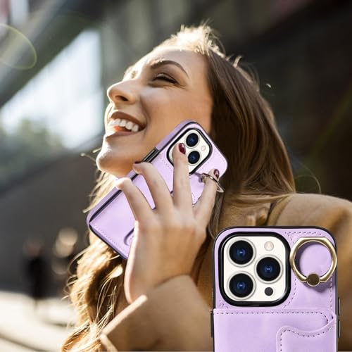 Étui portefeuille iPhone 16 Pro antichoc avec bague de support aimantée