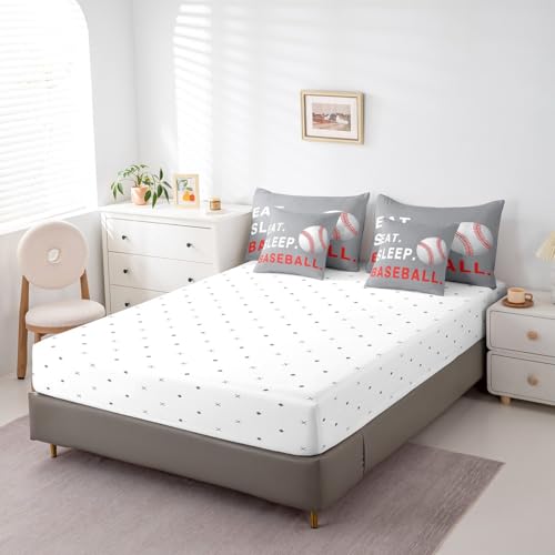 Image of Feelyou Baseball Comforter Set Full Size 7 Piece for Kids Teens