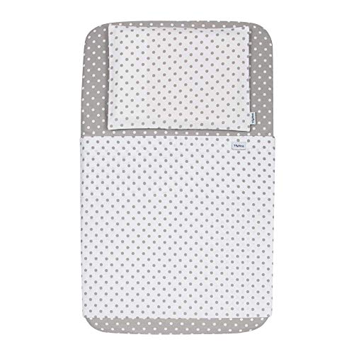 FlyIdeas Juego 4 Pza Sabanas Minicuna Colecho Next2Me 50x83cm | 1 Sabana Bajera 1 Protector Colchon 1 Sabana Encimera y 1 Funda de Almohada | 100% Algodon Organico Cert OEKO-TEX, Hecho en EU