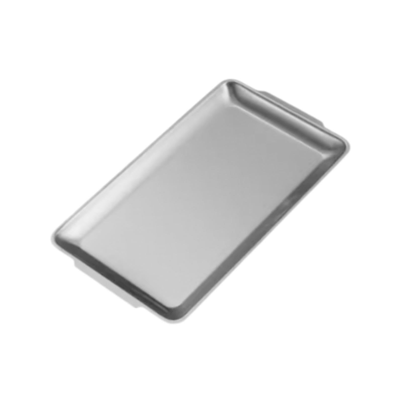 YIXANNX Multipurpose Stainless Steel Food Serving Tray For Outdoor Gatherings And Creating Inviting Meal Settings Decorative Rectangle Dinner Plate Coffee, Silver, 27x15cm