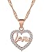 Produktbild Yumilok Roségold 925 Sterling Silber Zirkonia Elegant Herz Love Liebe Anhänger Halskette Kettenanhänger für Damen Mädchen