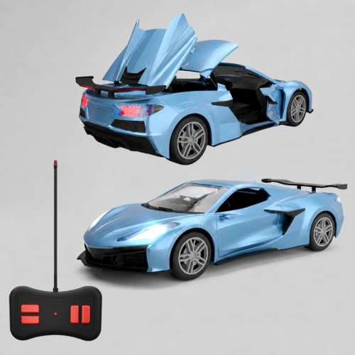 Image of Convertible Remote Control Car for Kids | Rechargeable RC Car with 2+ Hours Playtime | Manually Openable Doors & Roof | Made in India (Metallic Blue)