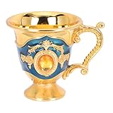 SUPVOX Copa de Licor Anti-rotura de Metal Estilo Europeo, Taza Pequeña de 30 Ml en Color Dorado y Azul, Adecuado para Uso en Hogar y Entretenimiento