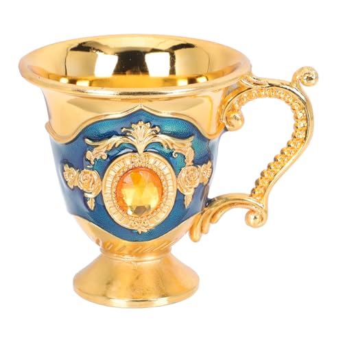 GRIRIW Copa Pequeña para Licor Metálica Estilo Europeo 30 Ml Taza de Vino y Sake Resistente a Golpes Color Azul y Dorado Adecuado para Fiestas y Reuniones 1 Unidad