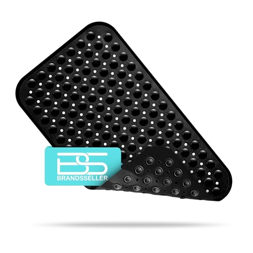 BRANDSSELLER - Alfombra de Baño 70 x 38 cm Antideslizante con Ventusa Negro