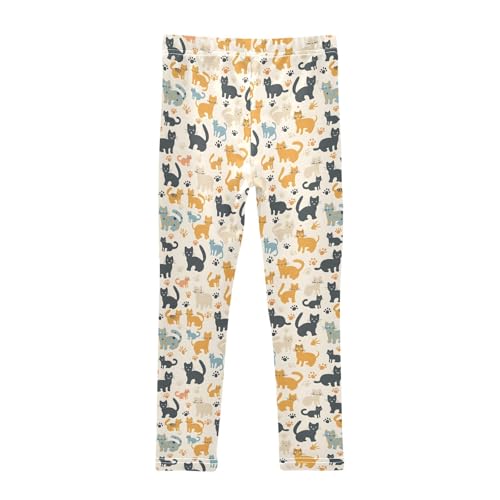 Kitten Cat Paw Prints Girls Leggings Kids Yoga Pants Athletic Tights Pants 4-10 Years2