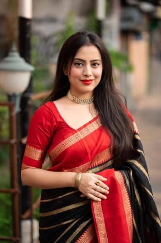 Image of Yashika Women's Woven Printed Kanjivaram Banarasi Art Silk Saree Saree with Unstitched Blouse Material - Suitable for All Indian Weddings and Festivals