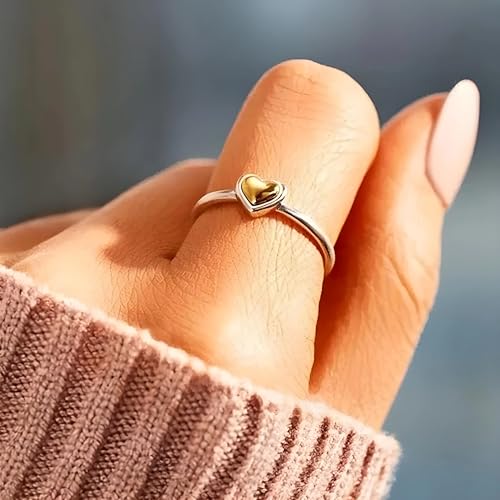 Heart Ring Heart Rings for Women Metal Two Tone Love Rings Eternity Wedding Band Accessories Modern Female Jewelry Dropship2