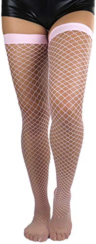 Image of ToBeInStyle Women's Vibrant Large Net Fishnet Thigh High Elastic Nylon Novelty Stockings