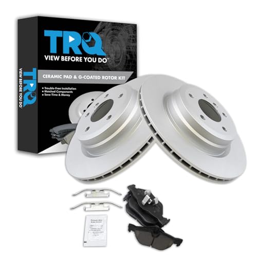 Image of TRQ Rear Brake Pad and Rotor Set Ceramic Coated Rotors 336mm Compatible with 2013-2014 BMW X1