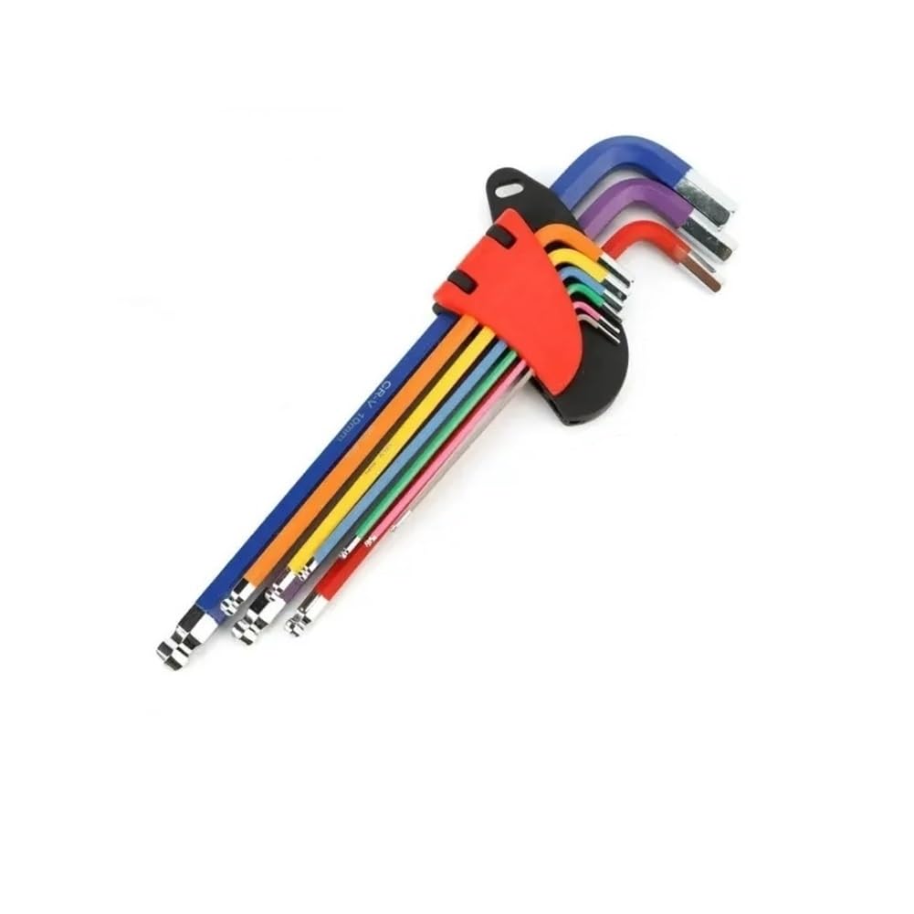 WEOODOER Color Allen Key Set L Wrench Kit for Screw 9PCS Inner Hexagonal 1.5mm to 10mm Hexagon Spanner Bicycle Repair Tools(Extended)