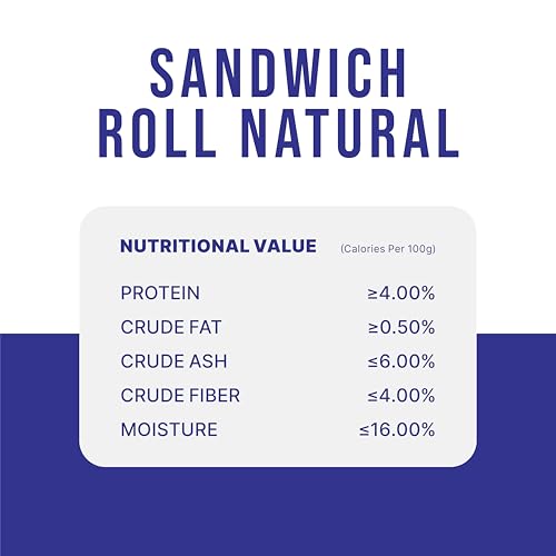 Image of Non-Rawhide Dog Chews, Sandwich Roll Natural for Dogs, 225g | Safe & Digestible Treats | Healthy Chew Sticks for All Breeds & Sizes