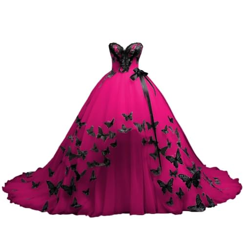wedding dresses black and pink Alternative Corset Gown Normal time Elegant Black and Pink Wedding