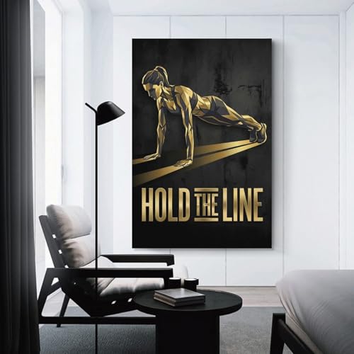 Motivation Fitness Hold The Line affiche sur toile pour raviver un espace de vie monochrome