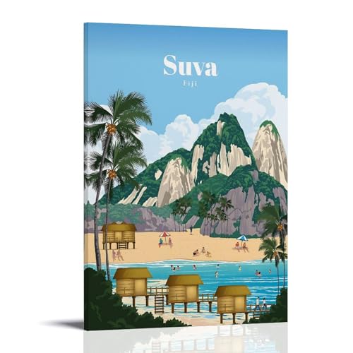 Poster de voyage vintage Suva Fiji ouweri - Décoration murale suspendre chambre 60x90