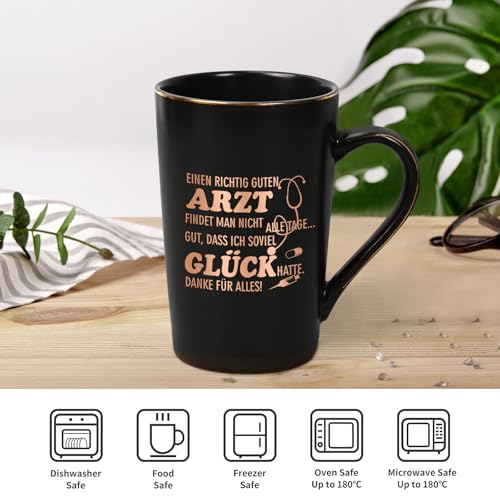 Joymaking Dankeschön Geschenke Arzt Tasse mit Spruch - Einen richtig guten Arzt findet man nicht alle Tage lustige Kaffetasse Geschenk für Ärzt, 400ml Schwarz