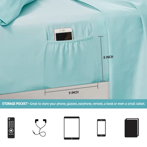 Image of Comfort Spaces Vince Reversible Bed In A Bag - Trendy Casual Geometric Quilted Cover, All Season Down Alternative Cozy Bedding, Matching Sham, Full, Reversible Aqua /Gray 9 piece