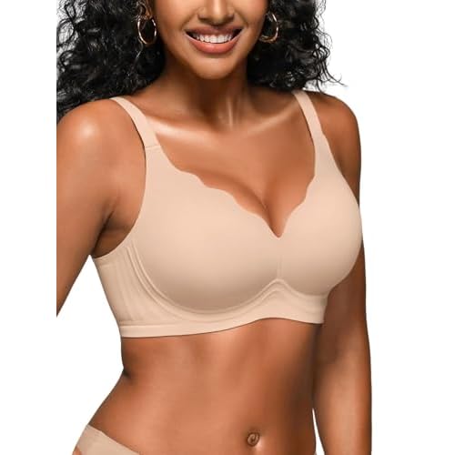 Jelly Bras for Women - S-2XL Wireless Seamless Padded Bralette with Support, No Underwire Comfortable T-Shirt Bra