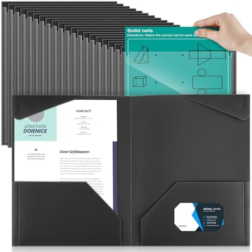 Henoyso 100 Pcs Plastic Folders with Clear Front Pockets Bulk Hea...