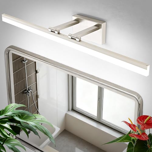 Image of SOLFART Bathroom Lights Over Mirror: 32 Inch Bathroom Vanity Light- Brushed Nickel 6000K LED Lighting Fixtures IP44 Damp Rated, ETL Certified