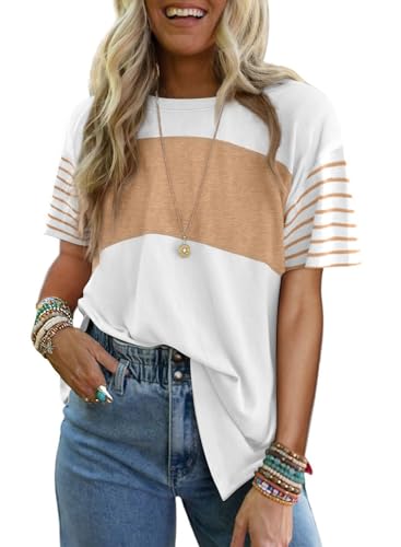 Dokotoo White Blouse for Women Dressy Casual Short Sleeve Shirts Summer Tops Spring 2025 Fashion Clothes Clothing Business Casual Outfits Teacher Womens Tops Trendy Tshirts