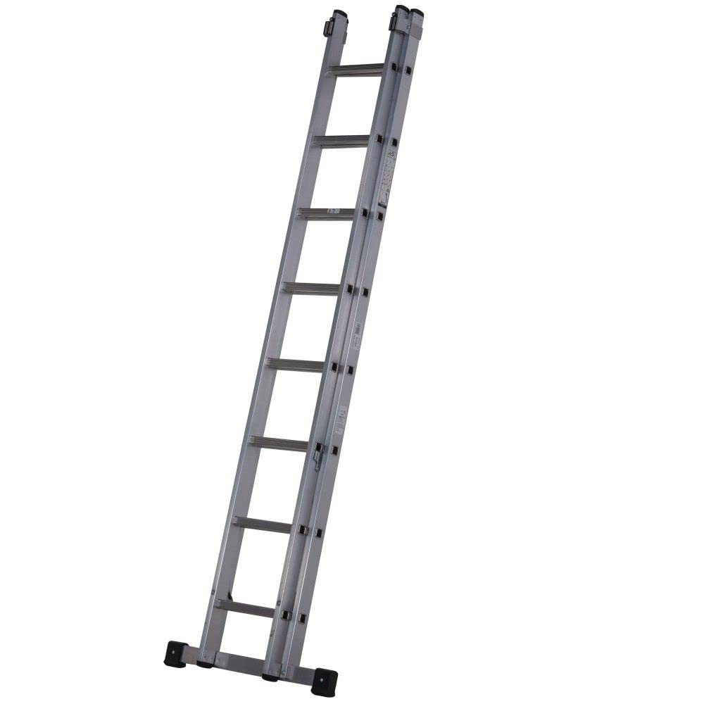 Youngman Silver Extension Ladders Trade 200 En131 Triple & Double Section Aluminium (2 Section 8 Rung 2.51M Closed - 3.96M Open)