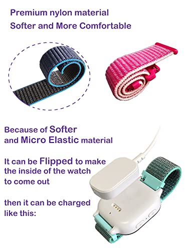 Image of YANC Blue Green White Rainbow for Boy Girl Power-velcro Watch Bands with Hollow Surfaces Compatible with T-mobile SyncUP Watch, 2 Packs(Rainbow Orange White)
