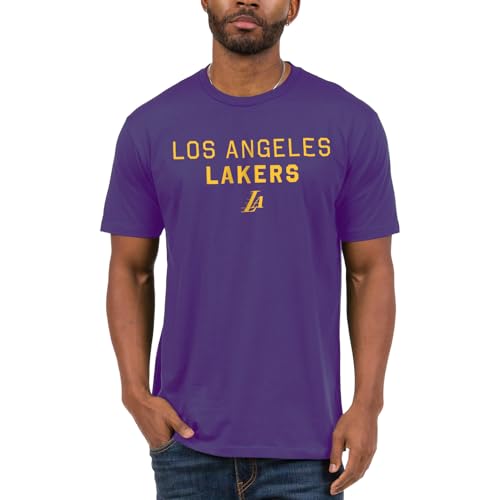 Junk Food NBA - Los Angeles Lakers - Core Stacked - Officially Licensed Adult Short Sleeve Fan Tee for Men and Women