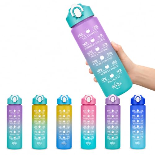 Image of Motivational Water Bottle with Time Markers, 1 Litre