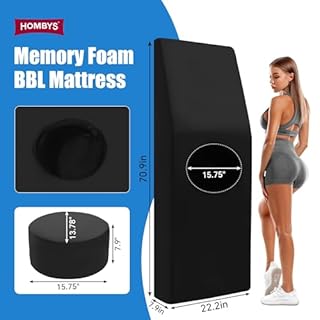 HOMBYS BBL Bed After Surgery for Sleeping with Hole,High Density Foam BBL Mattress with Hole,Brazilian Butt Lift Recovery Pillow After Surgery with Removable Cover (70.9x22.2x8in)