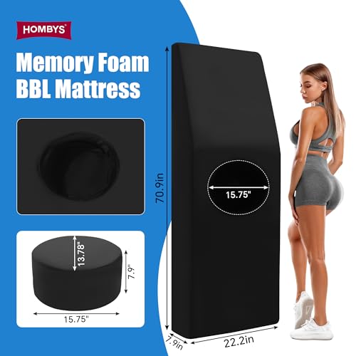 Image of HOMBYS BBL Bed After Surgery for Sleeping with Hole,High Density Foam BBL Mattress with Hole,Brazilian Butt Lift Recovery Pillow After Surgery with Removable Cover (70.9x22.2x8in)