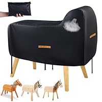 Abdeckung Holzpferd,Verbesserte 420D Holzpferd Zubehör Wasserdicht und UV-Beständig,Universal Groß Holzpferd Abdeckung Outdoor mit Wasserdichten Streifen,4 Reflexstreifen,2 Winddichte Schnallen