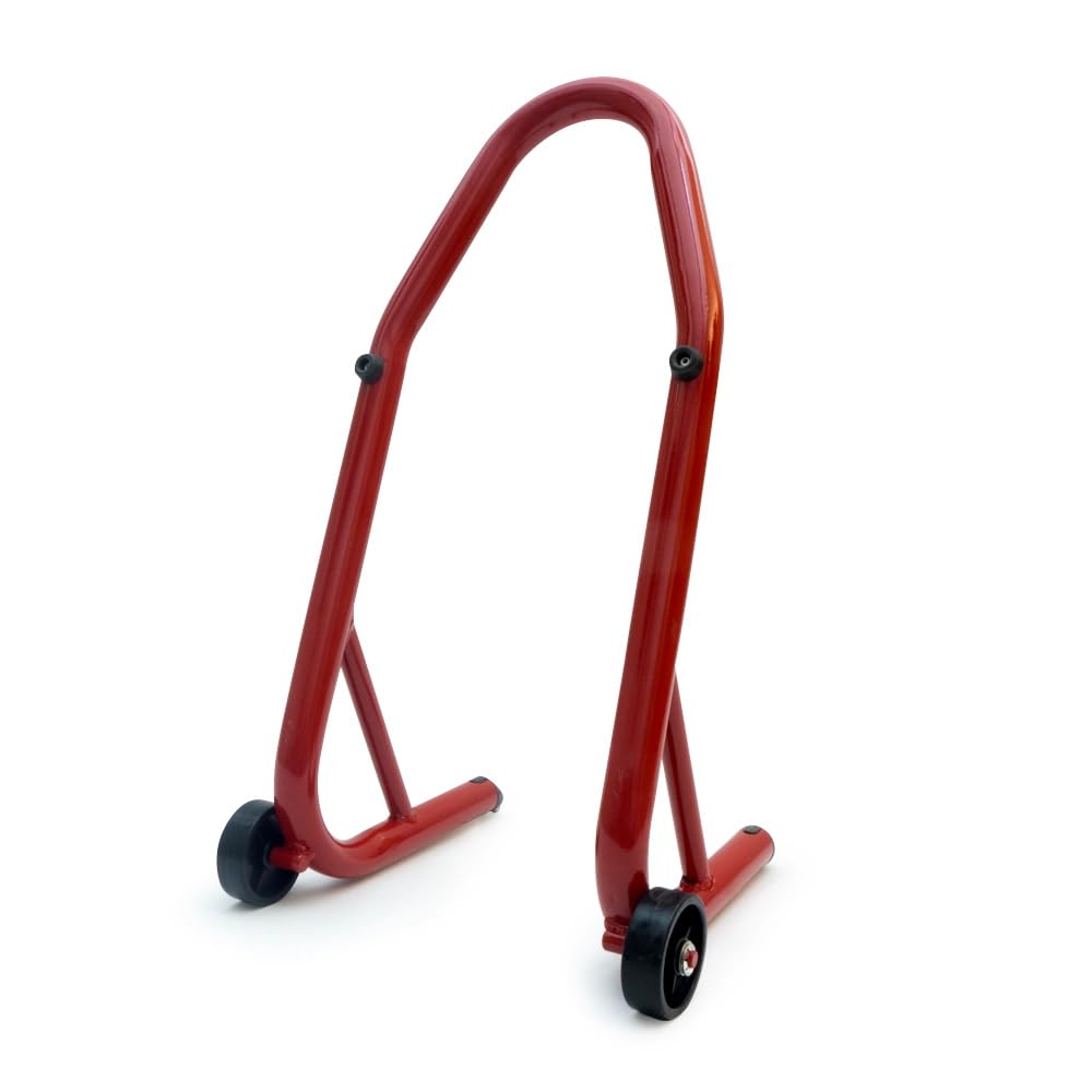Cavalletto Anteriore Moto Universale per Attacco Sotto Forcelle - Compatibile con Forcelle Rovesciate e Standard (Rosso)