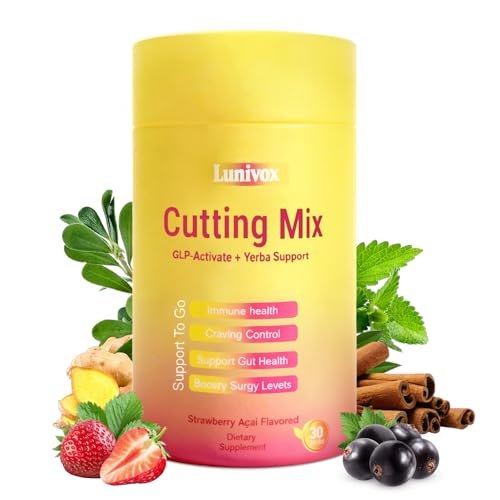 Cutting Drink Mix –GLP-1 Drink Mix | Dual-Action Prebiotic Formula for Gut Wellness Support & Healthy Energy Boost | Non-GMO, Gluten-Free & Vegan | Delicious Strawberry Açaí Flavor (30 Sticks)